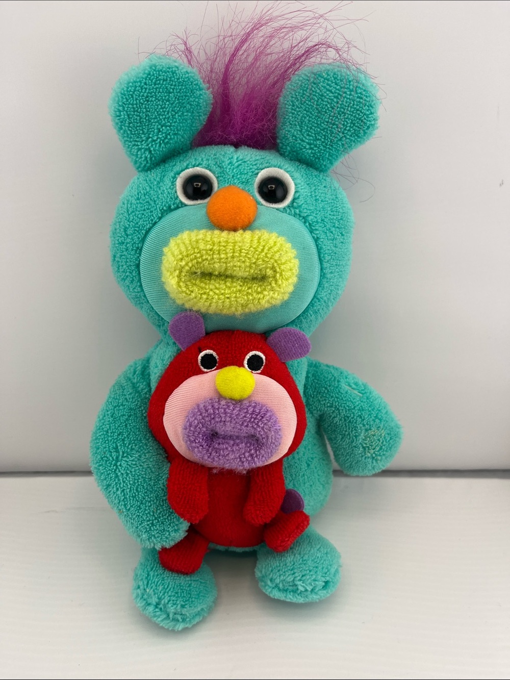 Sing A Ma Jigs Teal & Red Duet Singing Plush 2010 Fisher Price 2010 TESTED